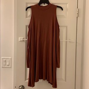 Brown cold shoulder dress